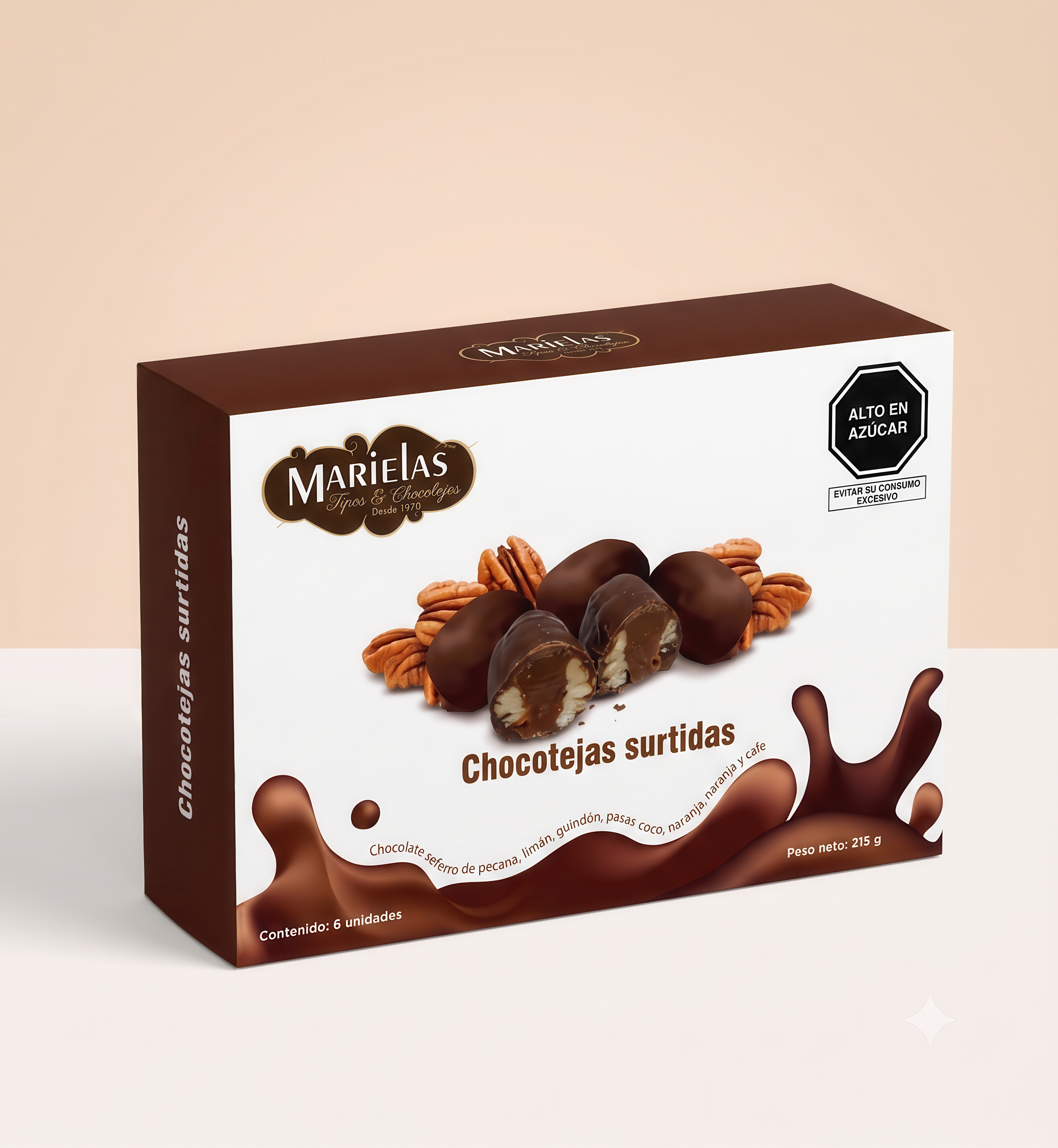 Chocotejas De Pecana 6 unidades